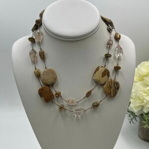 Margo Morrison Jasper Crushed Rutilated Quartz Coated Labradorite Necklace New